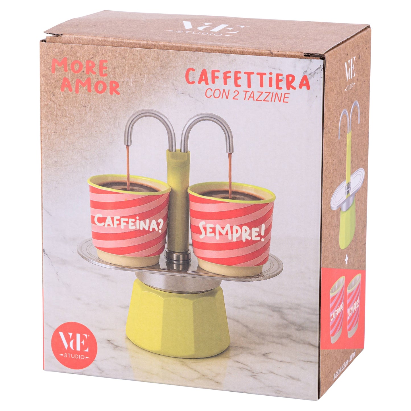 MORE AMOR SET CAFFETTIERA + 2 TAZZINE