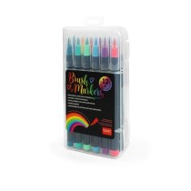 SET OF 12 BRUSH MARKERS - BRUSH MARKERS - BRIGHT COLOURS PENNARELLI
