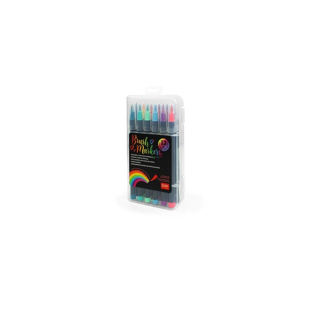 SET OF 12 BRUSH MARKERS - BRUSH MARKERS - BRIGHT COLOURS