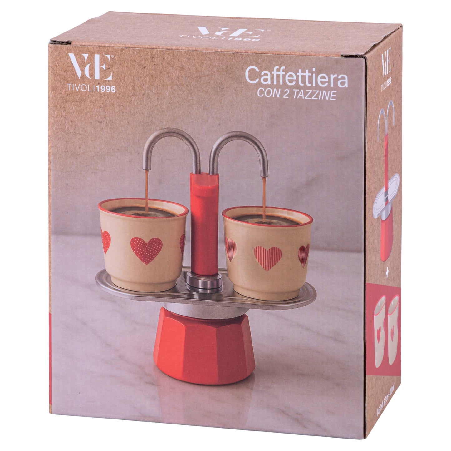 CUORICINI SET CAFFETTIERA + 2 TAZZINE